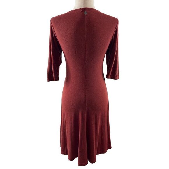 Prana Nadia Faux Wrap Dress Size Small Terracotta Red Casual Stretch Rayon Blend - Picture 6 of 9